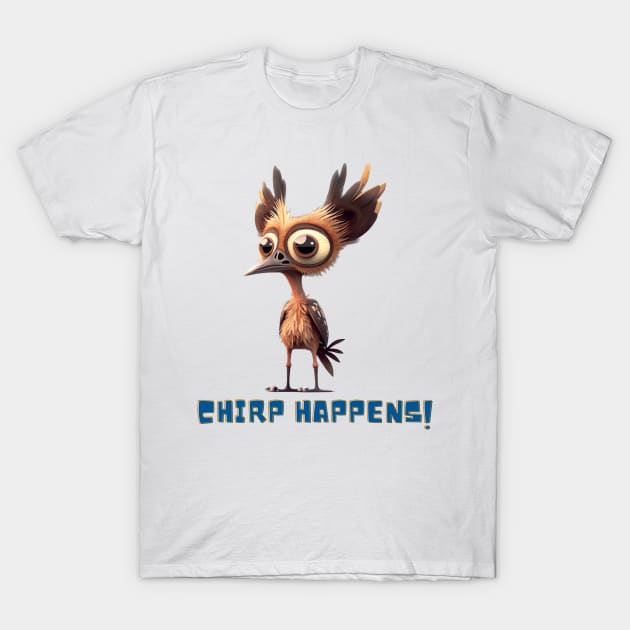 Chirp Happens Bird Design, Humorous Animal Graphic, Animal Art, Fun Gift, Quirky Design T-Shirt by Coffee Conceptions